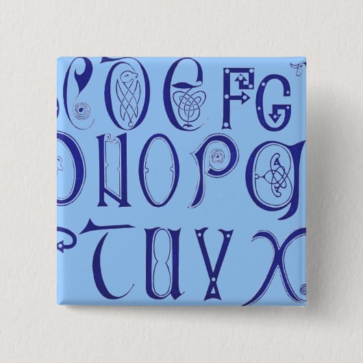 Badge Carré 5 Cm Bouton Alphabet (Devant)