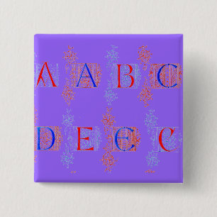 Badge Carré 5 Cm Bouton Alphabet