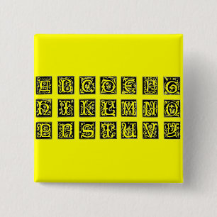 Badge Carré 5 Cm Bouton Alphabet