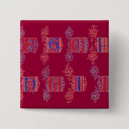 Badge Carré 5 Cm Bouton Alphabet (Devant)