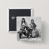 Badge Carré 5 Cm Bouton Amérindiens (Devant & derrière)