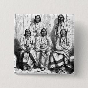 Badge Carré 5 Cm Bouton Amérindiens