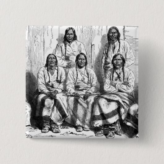 Badge Carré 5 Cm Bouton Amérindiens (Devant)