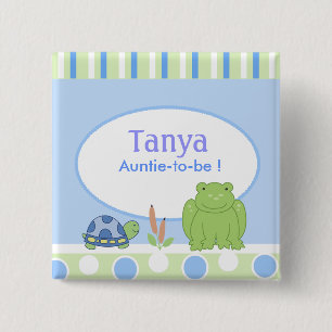 Badge Carré 5 Cm Bouton amical d'étiquette de nom de baby shower d