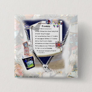 Badge Carré 5 Cm Bouton Amitié