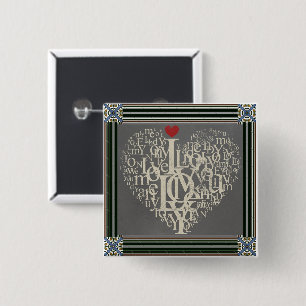 Badge Carré 5 Cm Bouton Amour