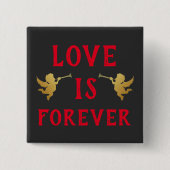 Badge Carré 5 Cm Bouton Amour est Forever (Devant)