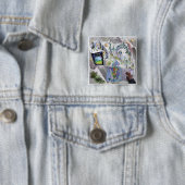 Badge Carré 5 Cm Bouton analogique Art (En situation)