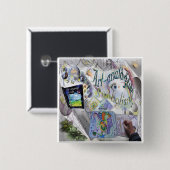 Badge Carré 5 Cm Bouton analogique Art (Devant & derrière)