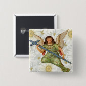 Badge Carré 5 Cm Bouton Ange Envoi de message (Devant & derrière)