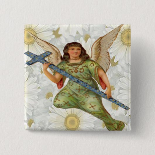 Badge Carré 5 Cm Bouton Ange Envoi de message (Devant)