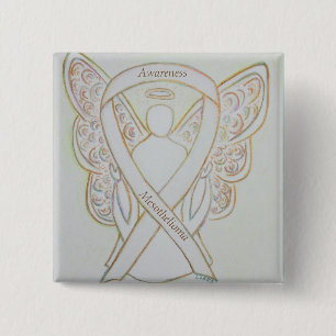 Badge Carré 5 Cm Bouton Angel du ruban de sensibilisation au Mesoth