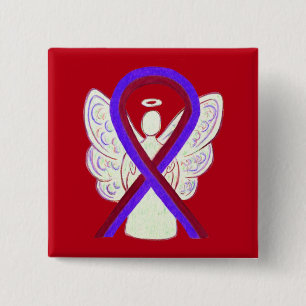 Badge Carré 5 Cm Bouton Angel du ruban de sensibilisation au violet