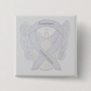 Badge Carré 5 Cm Bouton Angel du ruban de sensibilisation Mesotheli