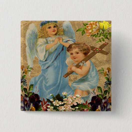 Badge Carré 5 Cm Bouton Angel Enfants (Devant)