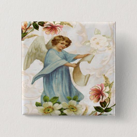 Badge Carré 5 Cm Bouton Angélique (Devant)