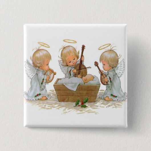 Badge Carré 5 Cm Bouton Angels (Devant)