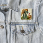 Badge Carré 5 Cm Bouton Angels Little Lamb (En situation)