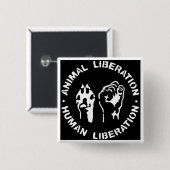 Badge Carré 5 Cm Bouton animal de libération (Devant & derrière)