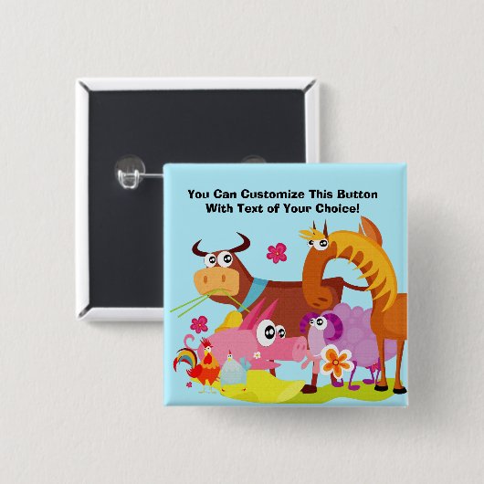 Badge Carré 5 Cm Bouton Animaux de batterie personnalisés (Devant & derrière)