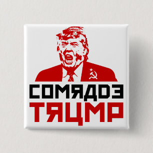 Badge Carré 5 Cm Bouton anti-Trump" "COMRADE TRUMP"