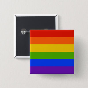 Badge Carré 5 Cm Bouton arc-en-ciel