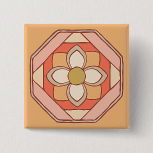 Badge Carré 5 Cm Bouton Arts Motifs traditionnels coréens