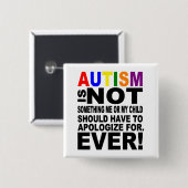 Badge Carré 5 Cm Bouton autisme (Devant & derrière)