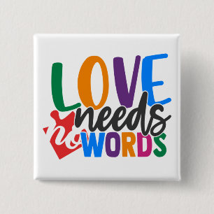 Badge Carré 5 Cm Bouton autisme