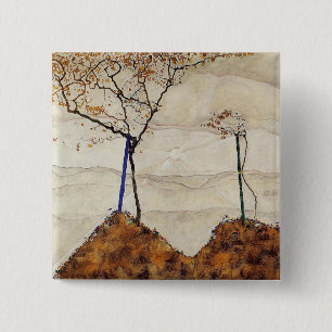 Badge Carré 5 Cm Bouton - automne Sun