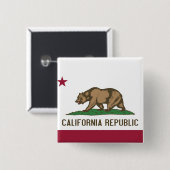 Badge Carré 5 Cm Bouton avec Drapeau de Californie (Devant & derrière)