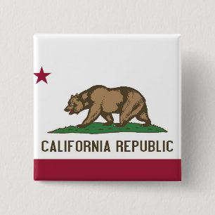 Badge Carré 5 Cm Bouton avec Drapeau de Californie