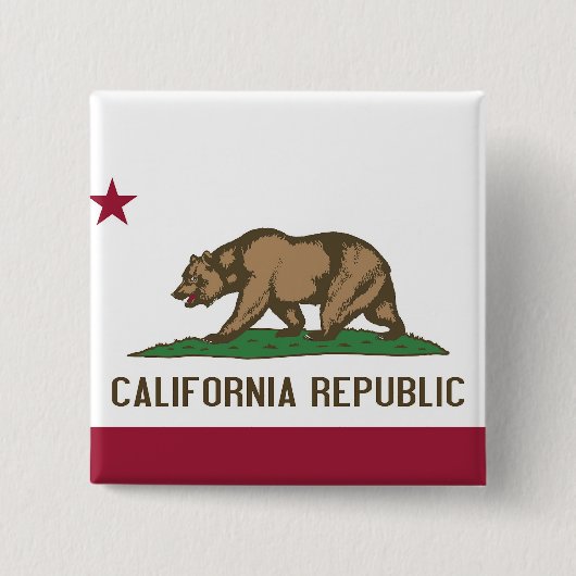 Badge Carré 5 Cm Bouton avec Drapeau de Californie (Devant)