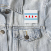 Badge Carré 5 Cm Bouton avec drapeau de Chicago, Illinois (En situation)