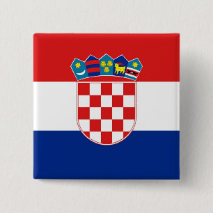 Badge Carré 5 Cm Bouton avec drapeau de Croatie