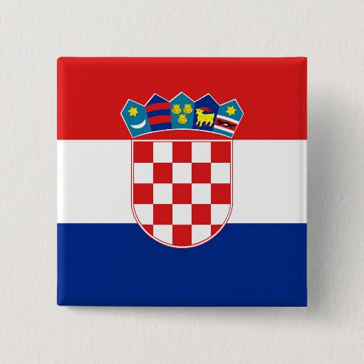 Badge Carré 5 Cm Bouton avec drapeau de Croatie (Devant)
