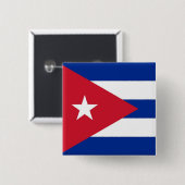 Badge Carré 5 Cm Bouton avec drapeau de Cuba (Devant & derrière)