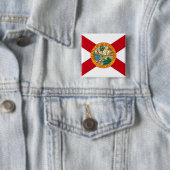 Badge Carré 5 Cm Bouton avec Drapeau de Floride (En situation)