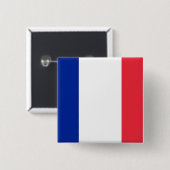 Badge Carré 5 Cm Bouton avec Drapeau de France (Devant & derrière)