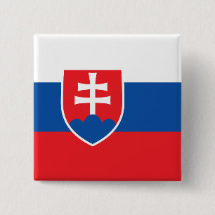 Badge Carré 5 Cm Bouton avec drapeau de la Slovaquie