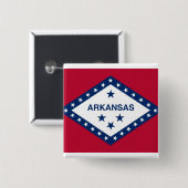 Badge Carré 5 Cm Bouton avec drapeau de l'Arkansas (Devant & derrière)
