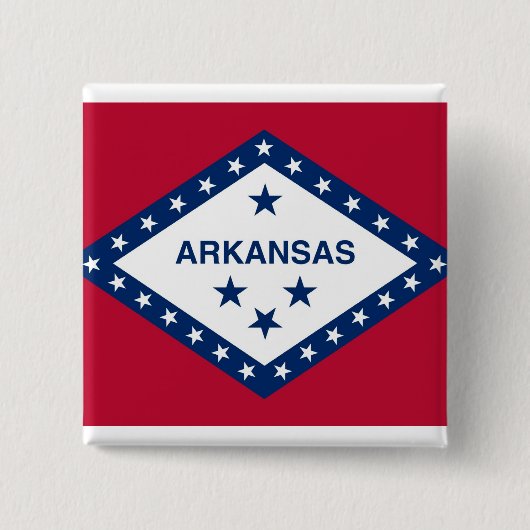 Badge Carré 5 Cm Bouton avec drapeau de l'Arkansas (Devant)