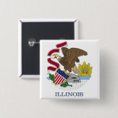 Badge Carré 5 Cm Bouton avec drapeau de l'Illinois (Devant & derrière)