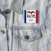 Badge Carré 5 Cm Bouton avec drapeau de l'Iowa (En situation)