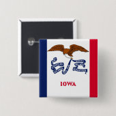 Badge Carré 5 Cm Bouton avec drapeau de l'Iowa (Devant & derrière)