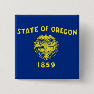 Badge Carré 5 Cm Bouton avec Drapeau de l'Oregon