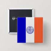 Badge Carré 5 Cm Bouton avec drapeau de New York (Devant & derrière)