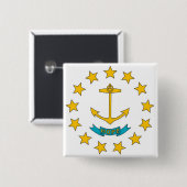 Badge Carré 5 Cm Bouton avec drapeau de Rhode Island (Devant & derrière)