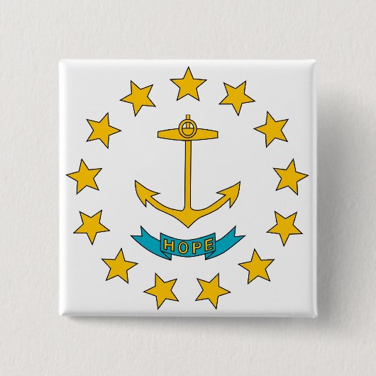 Badge Carré 5 Cm Bouton avec drapeau de Rhode Island (Devant)
