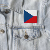 Badge Carré 5 Cm Bouton avec Drapeau de Tchèque (En situation)
